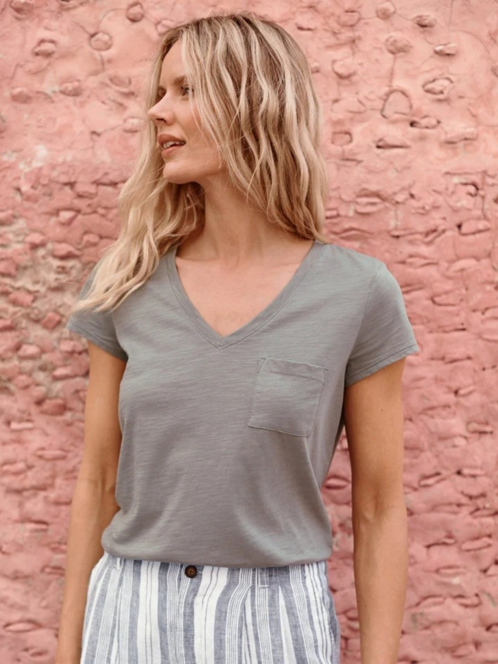 Garnet Hill Weekender V-Neck Short-Sleeve Tee